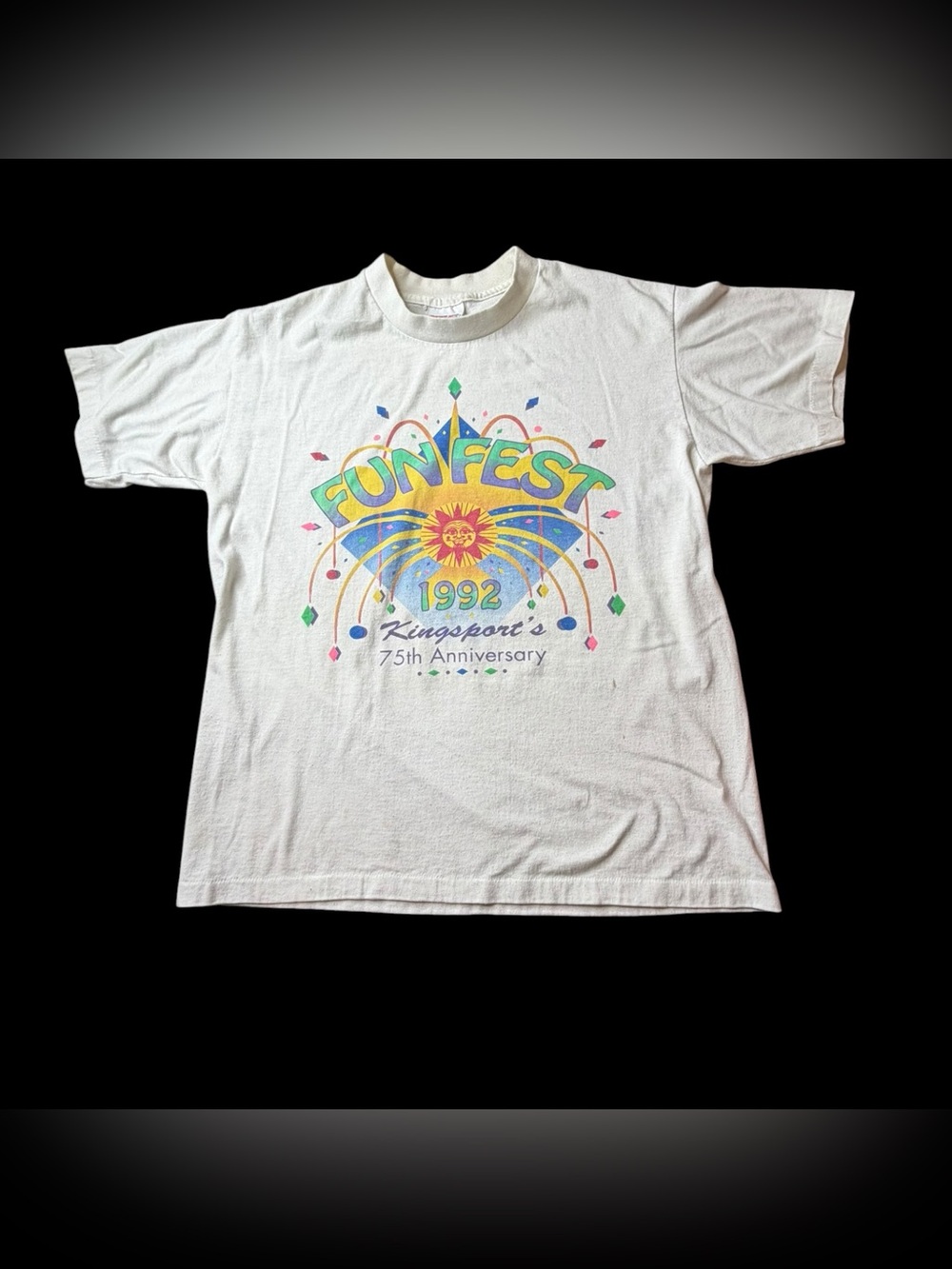 Vintage 1992 Kingsport Funfest White Single Stitch Graphic T-Shirt Sz M